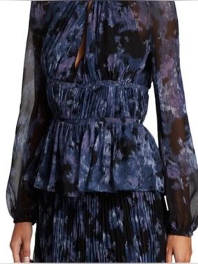 $995 Altuzarra Therese Printed Blouse in Blue 34